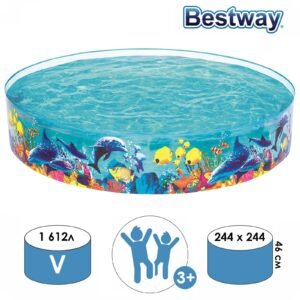 Piscine Gonflable Transparente Enfants 244 x 46 cm avec Motifs Marins Bestway – مسبح شفاف للأطفال برسومات بحرية