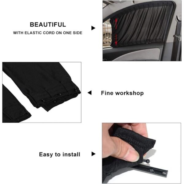 ⁦Rideaux Pare-Soleil Universels pour Vitres Latérales – Maille Respirante & Anti-UV⁩ - الصورة ⁦2⁩