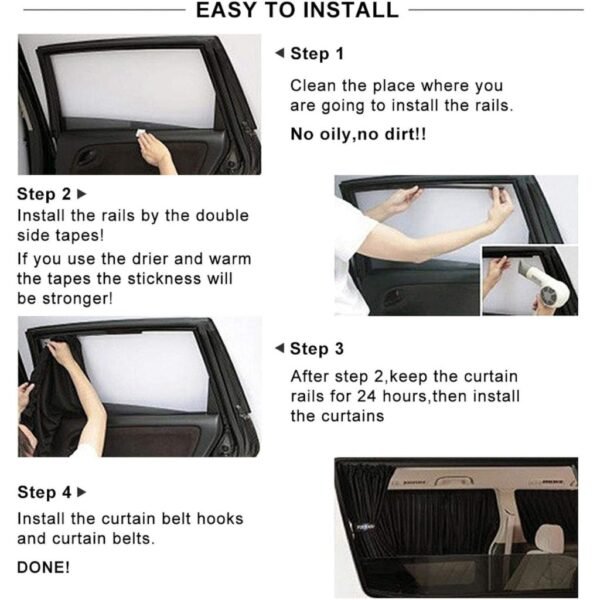 ⁦Rideaux Pare-Soleil Universels pour Vitres Latérales – Maille Respirante & Anti-UV⁩ - الصورة ⁦4⁩