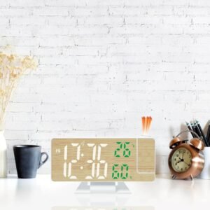 Horloge Numérique de Bureau avec Projection et Capteurs Température & Humidité – Jiqoe