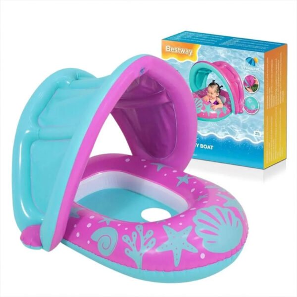 ⁦Bouée Gonflable pour Enfants avec Toit Anti-UV – Bestway 34091 | عوامة سباحة قابلة للنفخ للأطفال مع مظلة واقية من الشمس⁩ - الصورة ⁦2⁩