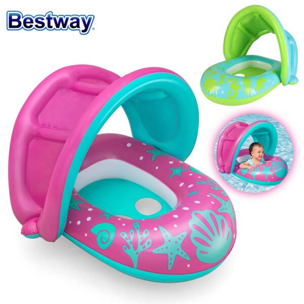 ⁦Bouée Gonflable pour Enfants avec Toit Anti-UV – Bestway 34091 | عوامة سباحة قابلة للنفخ للأطفال مع مظلة واقية من الشمس⁩ - الصورة ⁦4⁩
