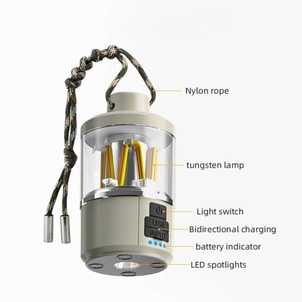 ⁦Lanterne LED Rechargeable COB/XPG – 180 Lumens avec USB et Mémoire de Gradation⁩ - الصورة ⁦3⁩