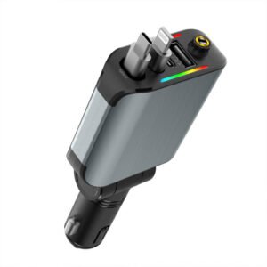Chargeur de Voiture Rétractable 4 en 1 – Rapide et Ambiance LED