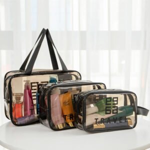 Trousse de Toilette Transparente Imperméable – 3 Tailles, Grande Capacité