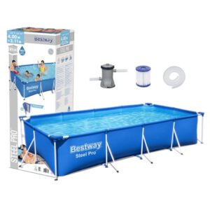 pack piscine rectangulaire Bestway 400 x 211 x 81 cm + pompe + filtre + kit de reparation et autre