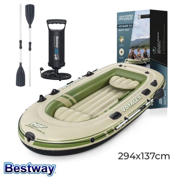 ⁦Bateau Gonflable Bestway Voyager X3 avec Rames et Pompe – 294 x 137 cm – Modèle 65164 قارب قابل للنفخ Bestway Voyager X3 مع مجاديف ومضخة – 294 × 137 سم – موديل 65164⁩ - الصورة ⁦4⁩
