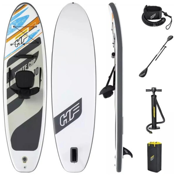 ⁦Bestway Hydro-Force White Cap Paddle gonflable Avec Pompe À Main Et Sac À Dos⁩ - الصورة ⁦5⁩