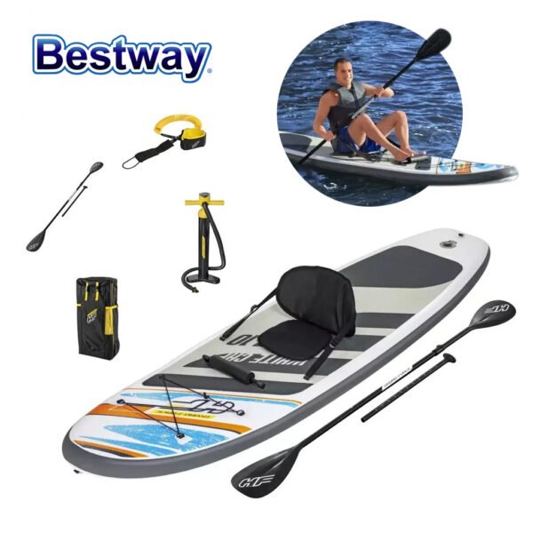⁦Bestway Hydro-Force White Cap Paddle gonflable Avec Pompe À Main Et Sac À Dos⁩ - الصورة ⁦6⁩