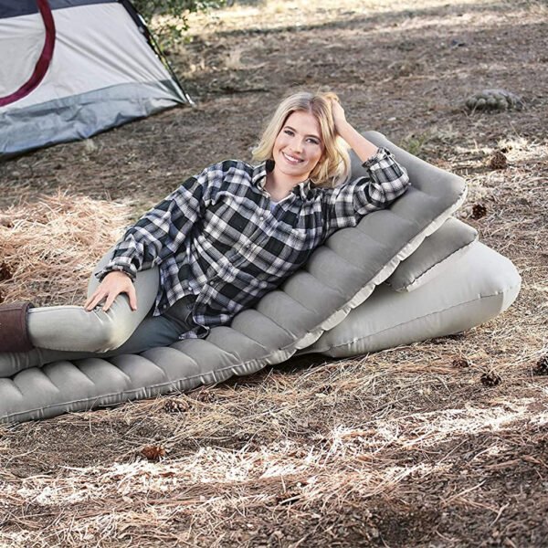 ⁦Matelas Gonflable 1 Place avec Oreillers – Ergonomique et Extérieur⁩ - الصورة ⁦7⁩