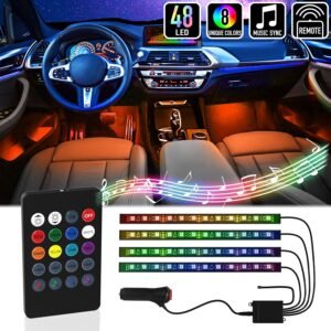 Éclairage Intérieur LED Voiture avec Télécommande – Multicolore et Musical