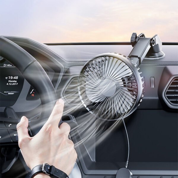 ⁦Ventilateur de Voiture Compact à Ventouse – Rotation 360° et USB⁩ - الصورة ⁦3⁩