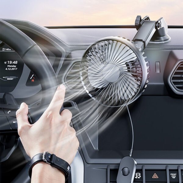 ⁦Ventilateur de Voiture Compact à Ventouse – Rotation 360° et USB⁩ - الصورة ⁦8⁩