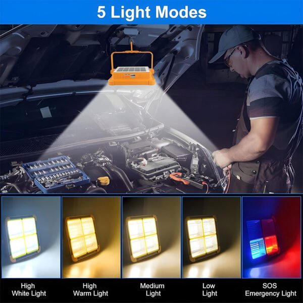 ⁦Projecteur LED rechargeable 150W avec panneau solaire كشاف  قابل للشحن  مع لوح شمسي⁩ - الصورة ⁦3⁩