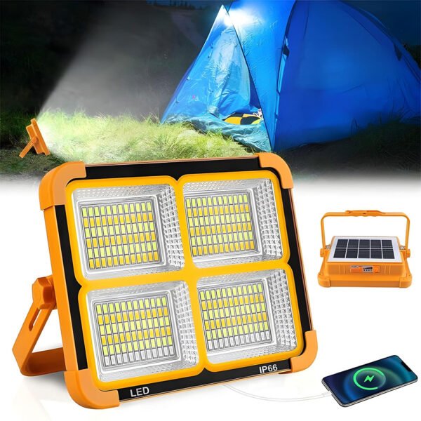 ⁦Projecteur LED rechargeable 150W avec panneau solaire كشاف  قابل للشحن  مع لوح شمسي⁩ - الصورة ⁦11⁩