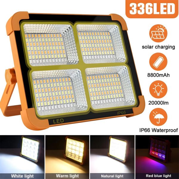 Projecteur LED rechargeable 150W avec panneau solaire كشاف  قابل للشحن  مع لوح شمسي
