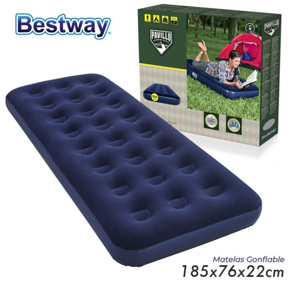 ⁦Matelas Gonflable Simple 185x76cm avec Revêtement Velours – Confort Intérieur et Extérieur⁩ - الصورة ⁦5⁩