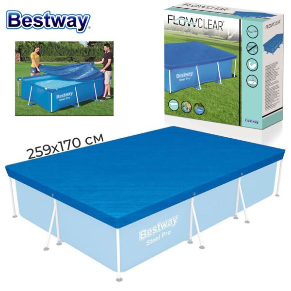 ⁦Bâche de Piscine Rectangulaire 259 x 170 cm en PE Bestway 58105 – غطاء مسبح مستطيل بولي إيثيلين⁩ - الصورة ⁦6⁩
