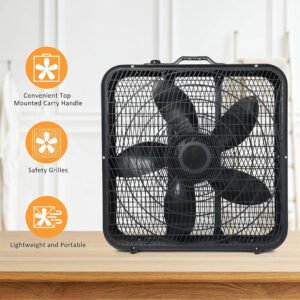 Ventilateur Portable 3 Vitesses avec Sécurité et Poignée de Transport