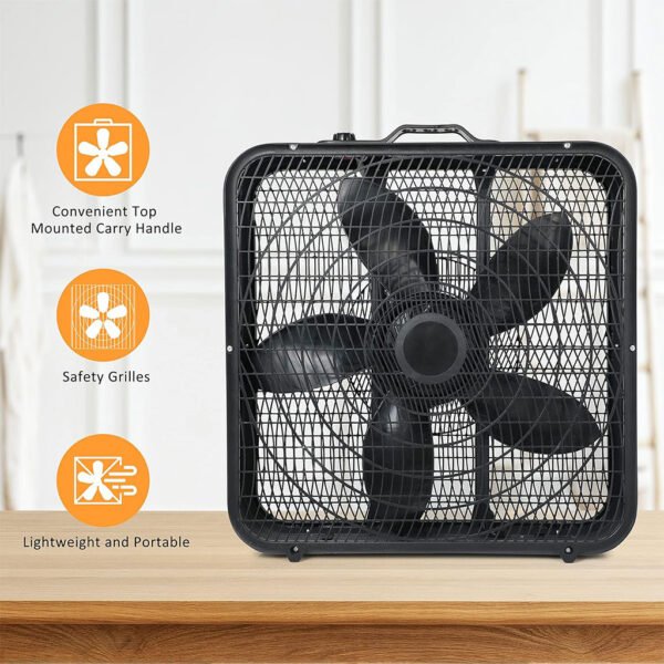 Ventilateur Portable 3 Vitesses avec Sécurité et Poignée de Transport