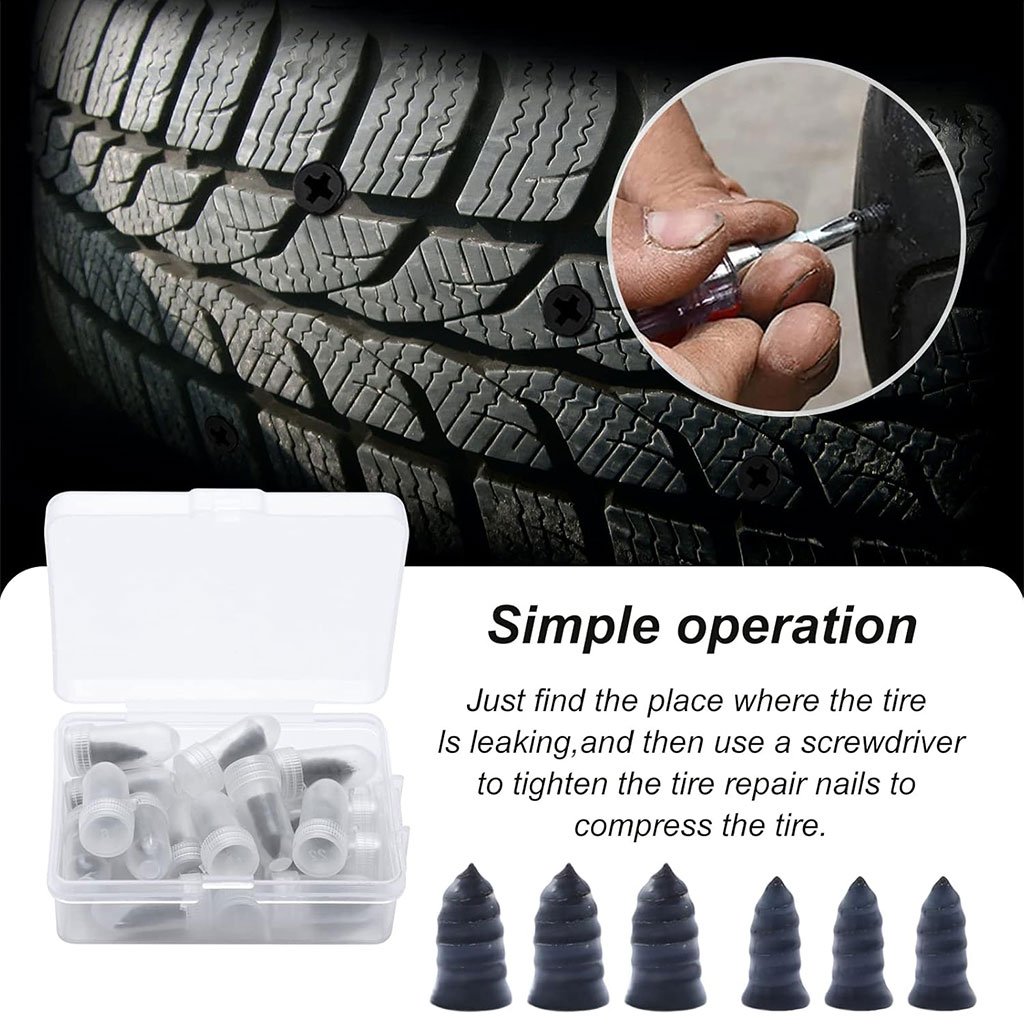 Kit de Réparation de Pneus Moto & Compresseur 12V – Clous Anti-crevaison + Pompe Haute Pression - الصورة 4
