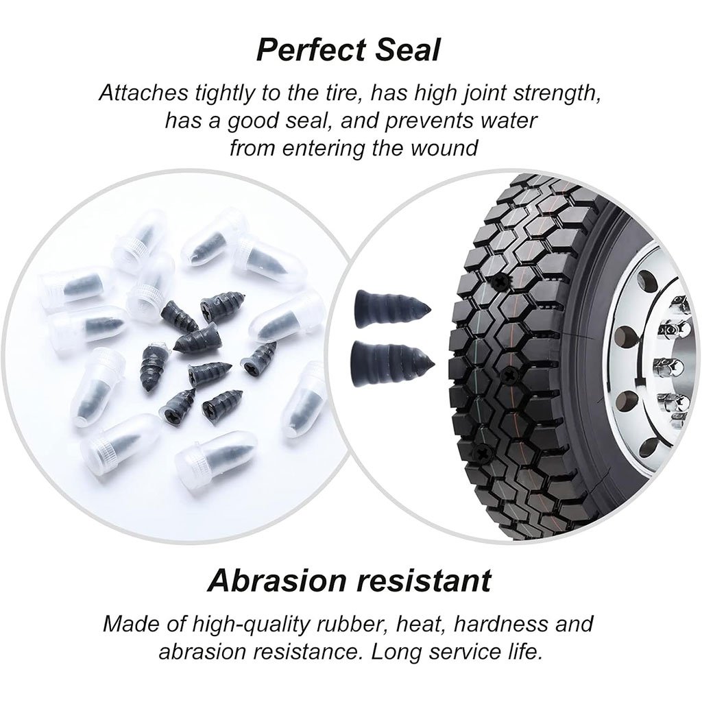 Kit de Réparation de Pneus Moto & Compresseur 12V – Clous Anti-crevaison + Pompe Haute Pression - الصورة 5