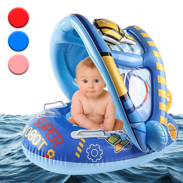 ⁦Bouée Bébé Gonflable avec Toit de Protection Solaire – عوامة سباحة قابلة للنفخ مع مظلة للأطفال⁩ - الصورة ⁦5⁩