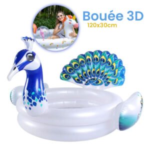Bouée Gonflable pour Enfants – Design Paon 3D Coloré | عوامة سباحة للأطفال بشكل طائر الطاووس ثلاثي الأبعاد