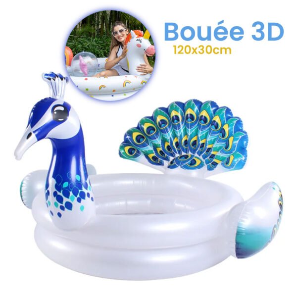 Bouée Gonflable pour Enfants – Design Paon 3D Coloré | عوامة سباحة للأطفال بشكل طائر الطاووس ثلاثي الأبعاد