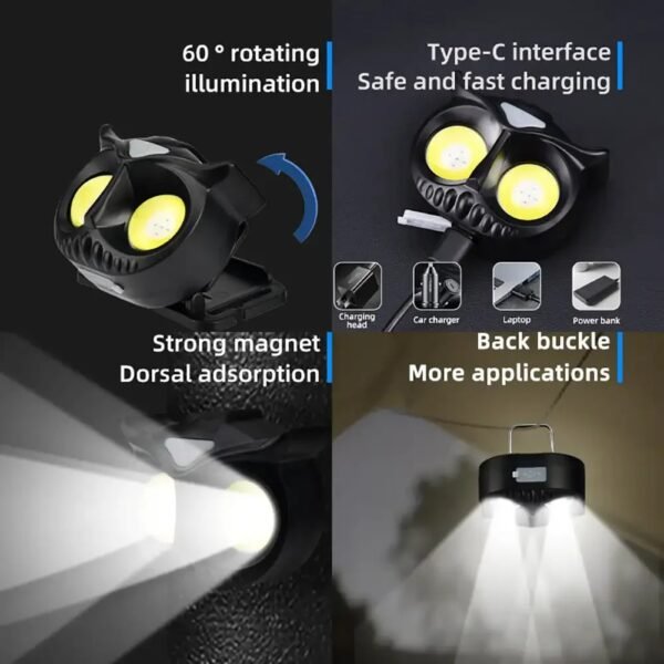 ⁦Lampe frontale LED rechargeable – 5 modes, IPX4 مصباح رأس قابل للشحن  – 5 أوضاع، مقاوم للماء⁩ - الصورة ⁦6⁩