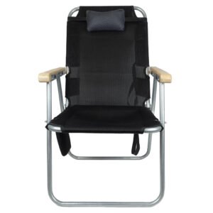 Chaise Longue Pliable Grand Format – Avec Accoudoirs en Bois et Coussin Confortable كرسي حجم كبير قابل للطي مع مساند خشبية ووسادة مريحة للخرجات