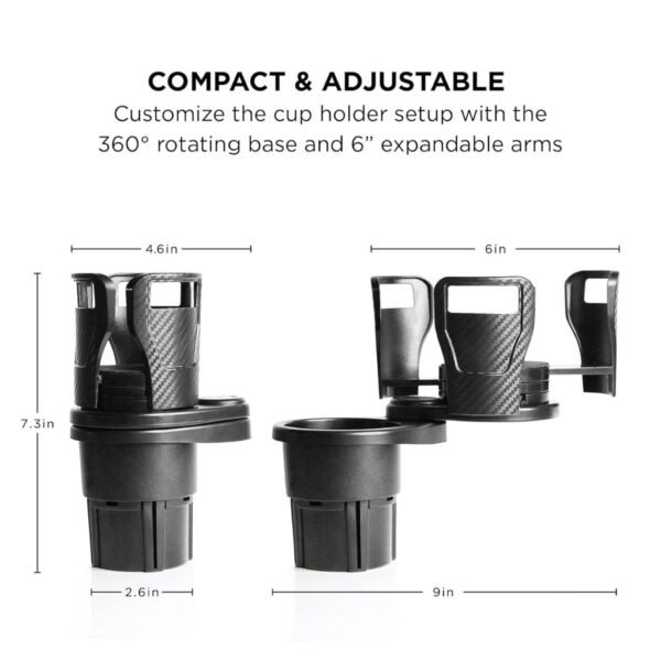 ⁦Porte-Gobelet Double Rotatif pour Voiture – Dream Hub CupStation⁩ - الصورة ⁦7⁩