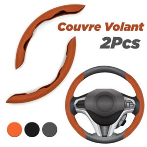 Couvre Volant Universelle Antidérapante en Cuir – Design 2 Pièces