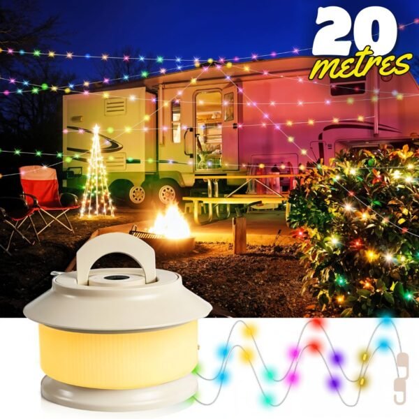 ⁦Guirlande LED  Rechargeable 20M – Étanche et Portable سلسلة أضواء قابلة لإعادة الشحن بطول 20 متر – مقاومة للماء وقابلة للنقل⁩ - الصورة ⁦2⁩