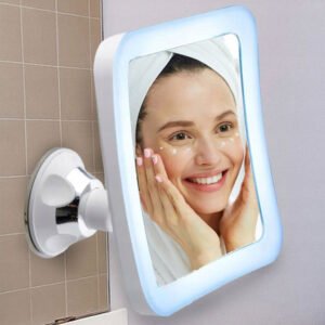 Miroir LED Grossissant 5X Rotatif 360° avec Ventouse – Ø16cm