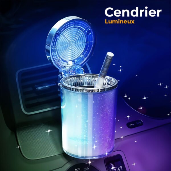 Cendrier de Voiture avec Support Amovible et Lumière LED