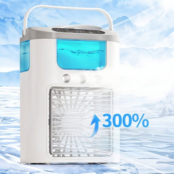 ⁦Mini Refroidisseur d’Air 3-en-1 avec USB, Humidificateur et Veilleuse LED⁩ - الصورة ⁦2⁩