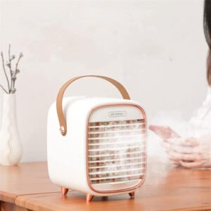 Ventilateur de Bureau Humidificateur 2-en-1 – Rechargeable & 3 Vitesses