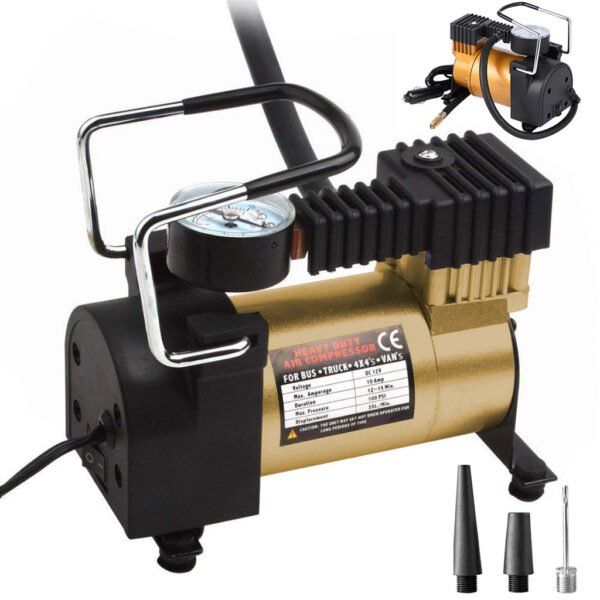 Compresseur d’Air Portable 150PSI – 12V avec 3 Embouts Polyvalents