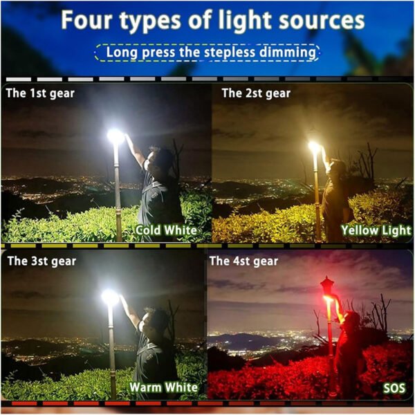⁦Lampe de Camping 13000mAh – 4000LM avec Power Bank مصباح تخييم قوي مع باور بانك 13000 مللي أمبير و4000 لومين⁩ - الصورة ⁦8⁩