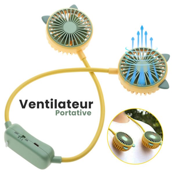 ⁦Ventilateur Tour de Cou Portable – Réglable 360° et Mains Libres⁩ - الصورة ⁦6⁩