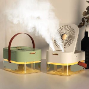Ventilateur Brumisateur Portable à Double Buse avec Télécommande