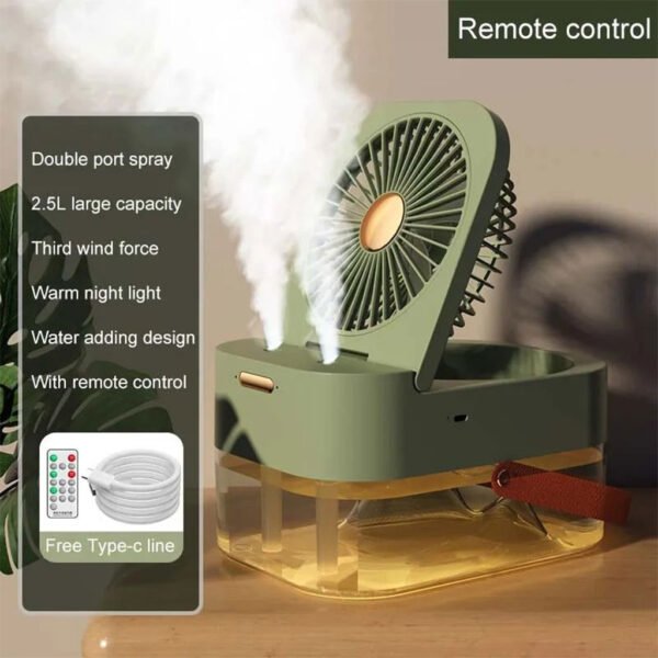 ⁦Ventilateur Brumisateur Portable à Double Buse avec Télécommande⁩ - الصورة ⁦5⁩
