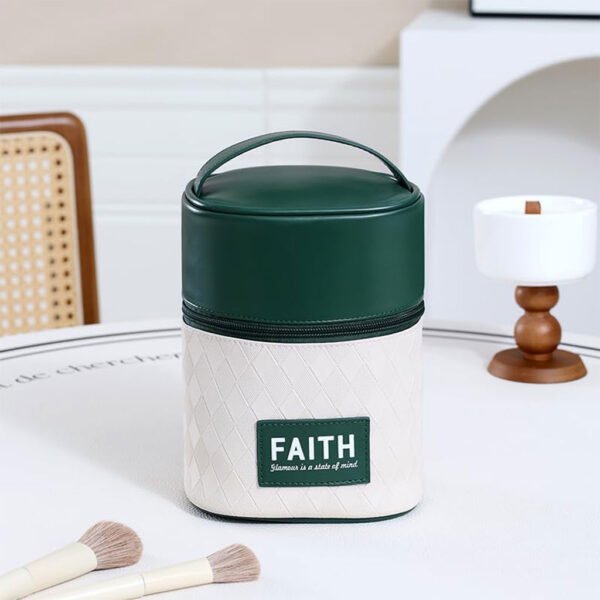 ⁦Trousse de Maquillage Compacte en Cuir – Organiseur Élégant et Polyvalent⁩ - الصورة ⁦9⁩
