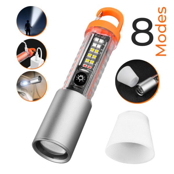 ⁦Lampe de Poche Télescopique Rechargeable Type-C avec Zoom et Aimant⁩ - الصورة ⁦3⁩