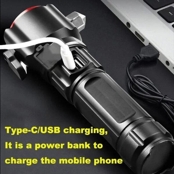 ⁦Lampe torche LED rechargeable avec Power Bank مصباح يدوي قابل للشحن مع باور بانك⁩ - الصورة ⁦5⁩