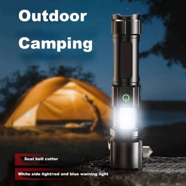 ⁦Lampe torche LED rechargeable avec Power Bank مصباح يدوي قابل للشحن مع باور بانك⁩ - الصورة ⁦2⁩