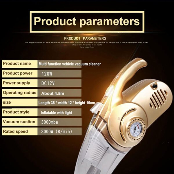 ⁦Aspirateur Voiture 2-en-1 avec Gonfleur Numérique et LED⁩ - الصورة ⁦2⁩