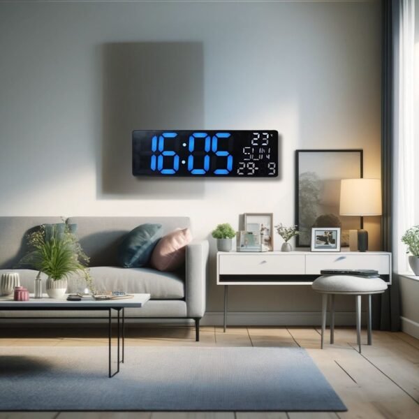 ⁦Horloge LED Moderne avec Éclairage Multicolore et Design Élégant⁩ - الصورة ⁦8⁩