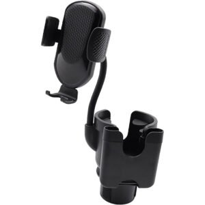 Support Téléphone Voiture avec Porte-Gobelet Intégré – Réglable & Rotatif